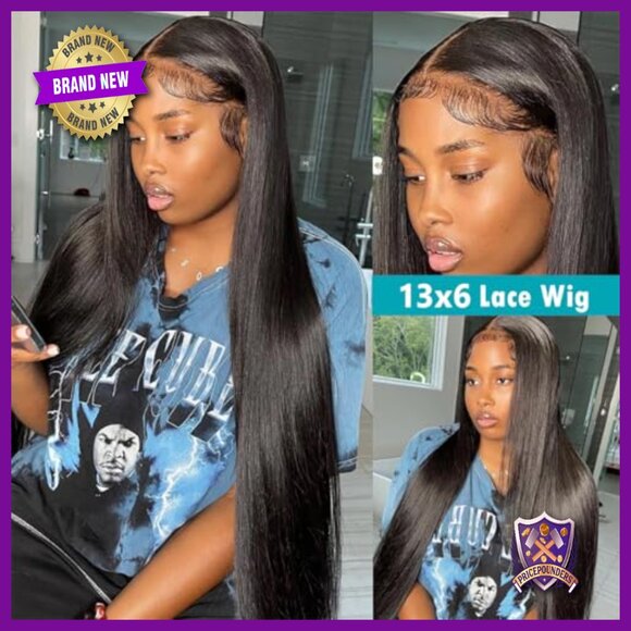 13x6 Straight Lace Front Human Hair Wig 180% Density Glueless Pre Plucked main image 5